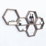 Hanah Home Hex003 Estantería de pared de madera de abeto, Nogal, 5 piezas